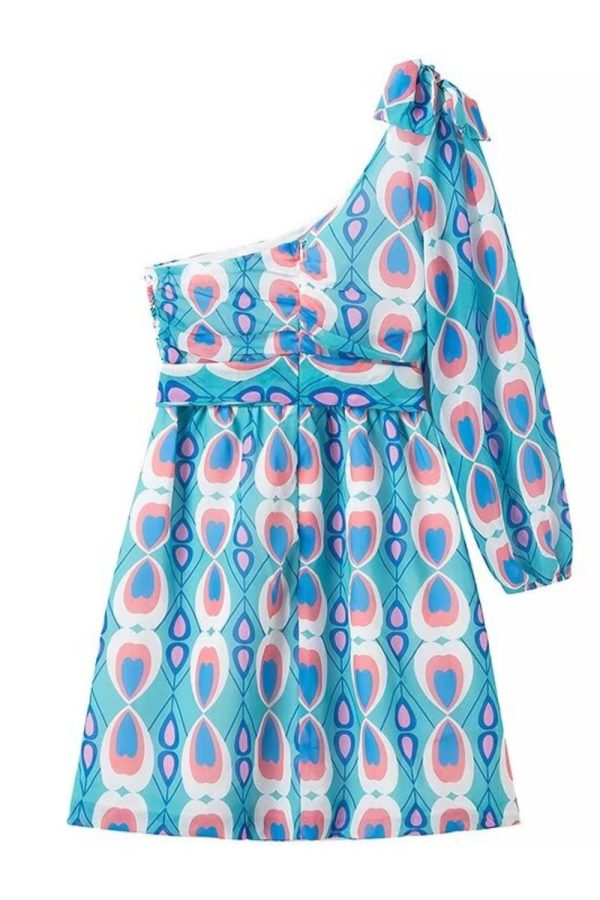 ‘Maisie’   Long Sleeve Chiffon Printed Low Waist Dress Cheap - Image 2