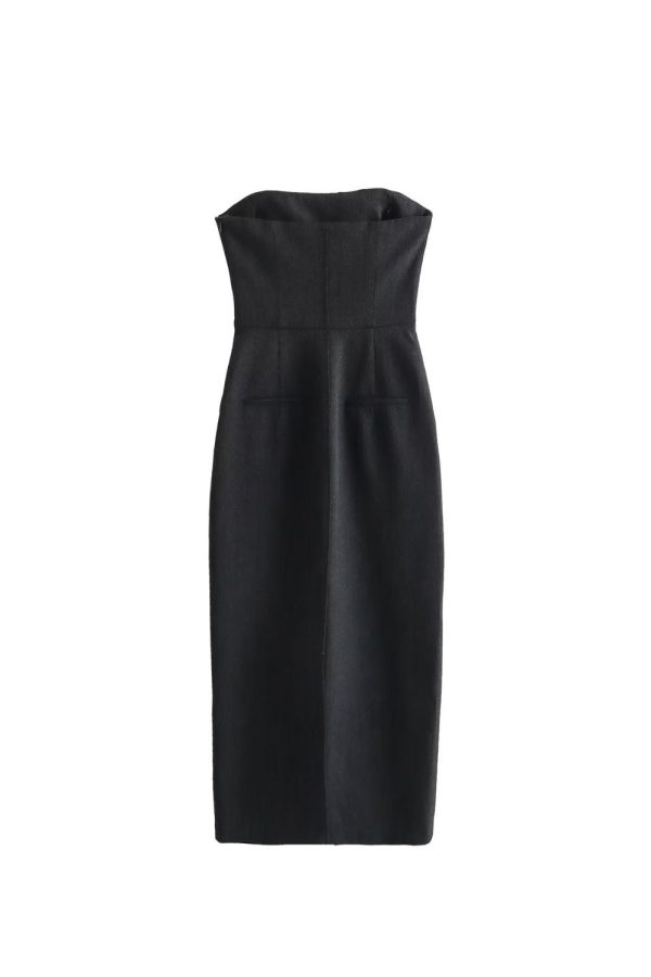Aurora   Black Wrap Tube Dress Fashion - Image 2