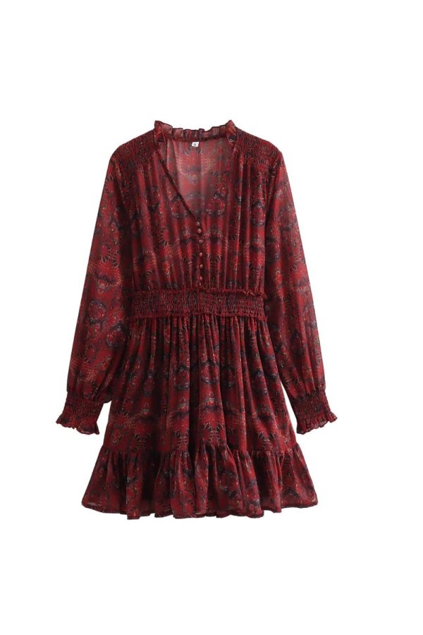 ‘Lily’ V-neck Printed Midi Dress Supply