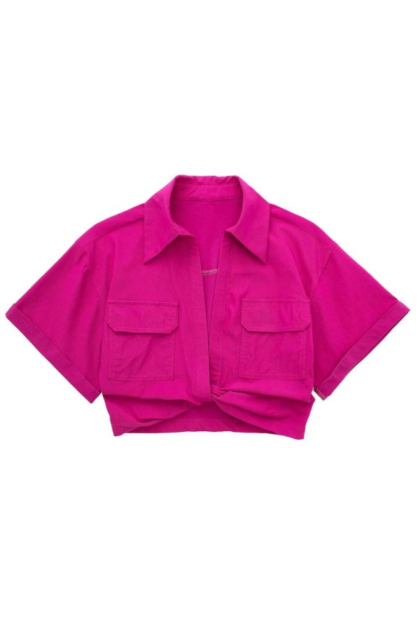 ‘Ruby’  Elastic Linen Blend Short Shirt Crop Top（5 Colors) Fashion