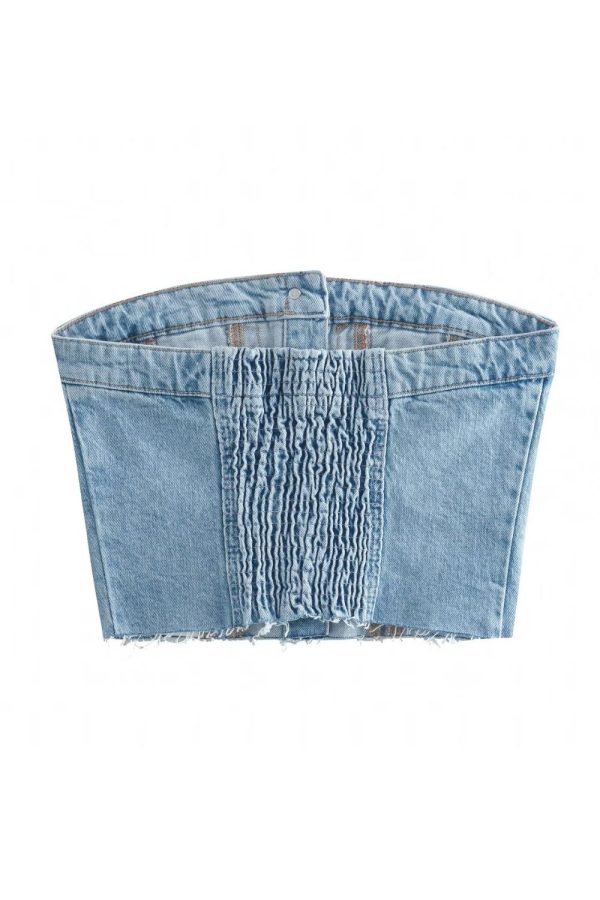 ‘Inga’ Western-style Denim Bustier Top Online now - Image 2