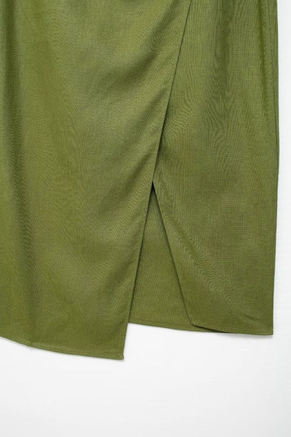 ‘Zoe’ Pleated Green Incorrect Mid-Length Skirt Online Hot Sale - Image 4