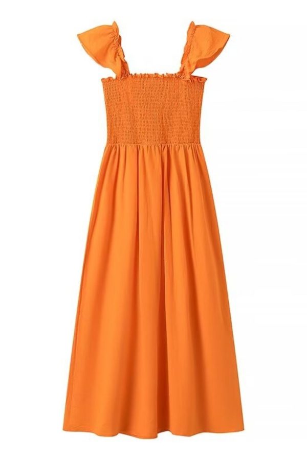 Matilda  Flutter Sleeve Cinched Waist Elastic Long Dress For Discount - Image 2