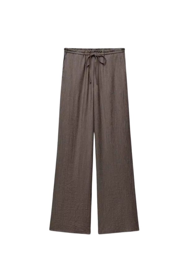 Isabelle Tie-waist Drawstring Textured Straight-leg Pants(3 colors) For Discount - Image 3