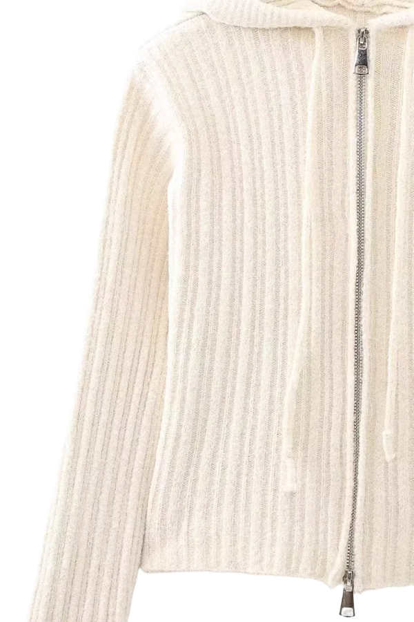 Ella  Full-Zip Hooded Knitted Cardigan For Cheap - Image 3