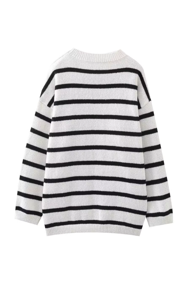 Elena  Striped Round Neck Knitted Sweater Dress (2 Colors) For Sale - Image 4