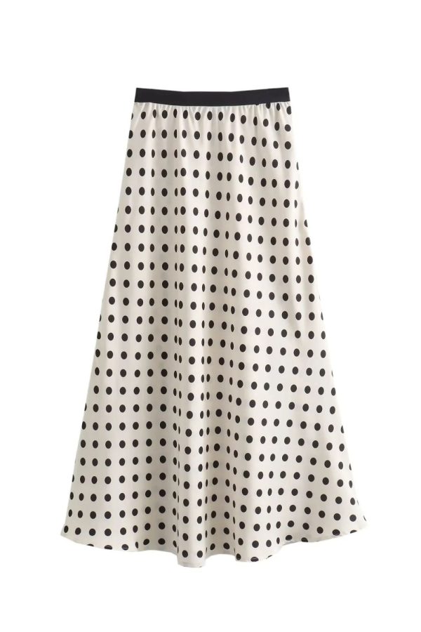 Emily   Elastic Waist Polka Dot Long Skirt  Bottom Dress For Cheap - Image 3