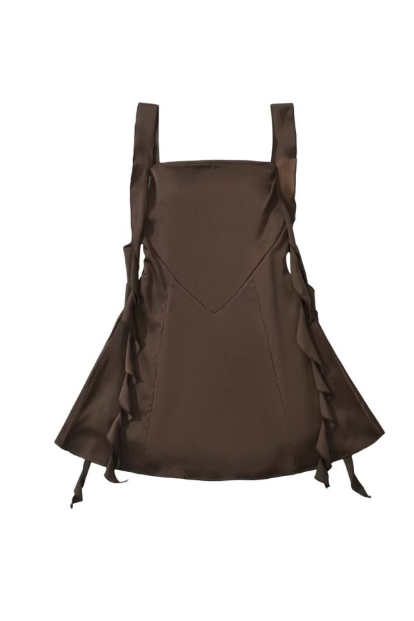 Lucy  Satin Ruffle Trim Tie Waist Mini Sleeveless Skirt (3 Colors) Supply - Image 3