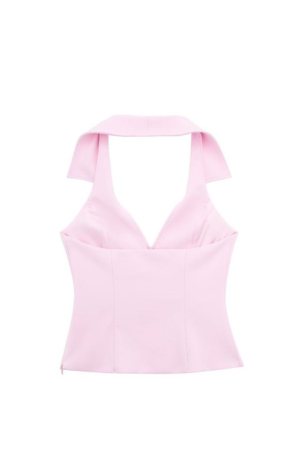 ‘Layla’ Shirt-style Halterneck Top Jumpsuit (Sold Separately) Hot on Sale - Image 3