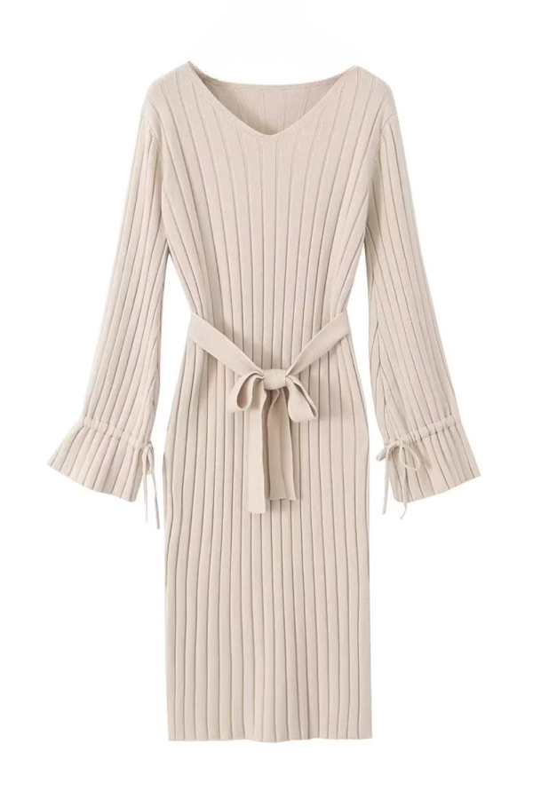 Claudia  Rib-Knit Long Sleeve Dress (3 Colors) Online Sale - Image 2