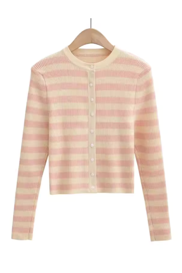 Ada  Striped Knitted Cardigan (2 Colors) Supply - Image 2