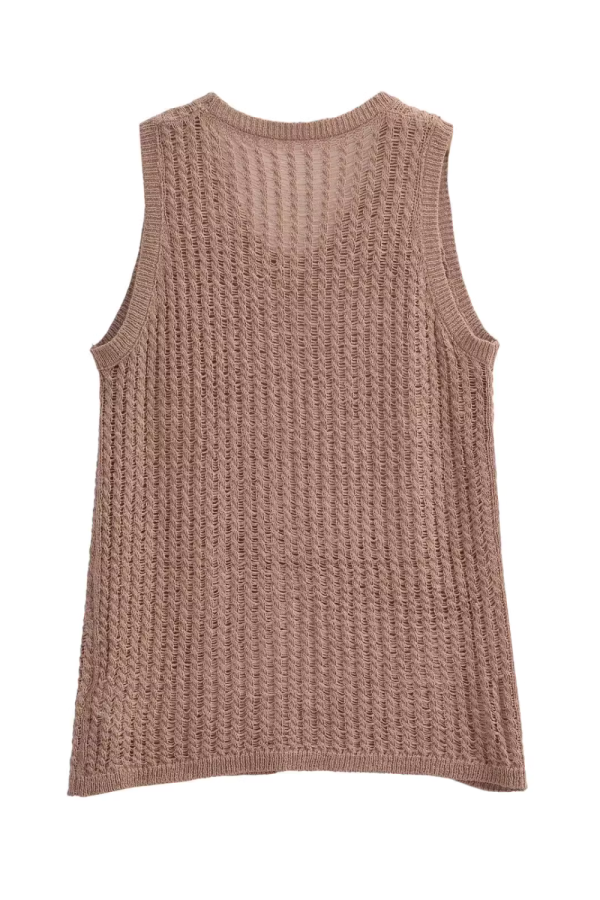 Elizabeth  Sleeveless Mesh Knitted Top For Cheap - Image 2