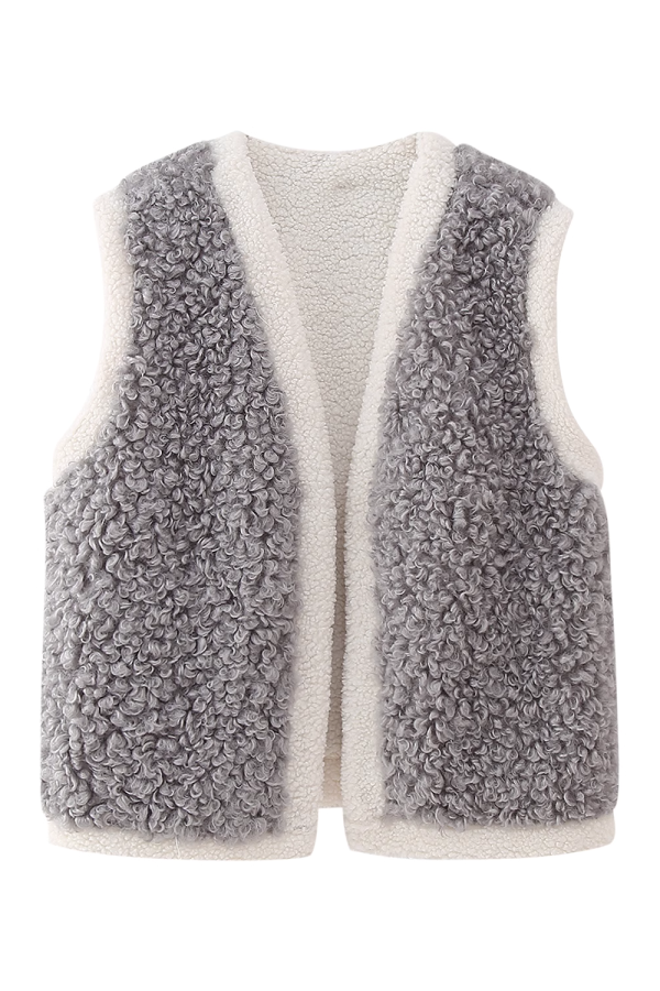 Zoey  Sleeveless Open Front Fleeced Vest Online now
