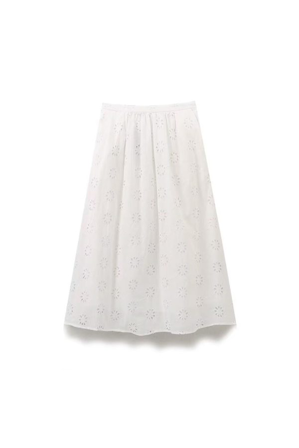 Georgia  Simple Hollow Embroidered Skirt Fashion