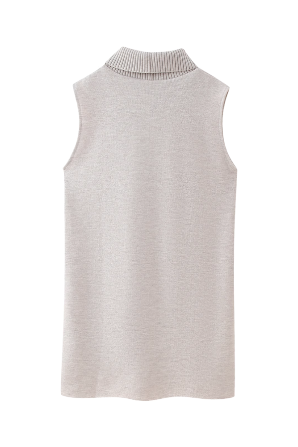 Juliet  Mock Neck Pearl Embellished Sleeveless Knitted Top Discount - Image 2