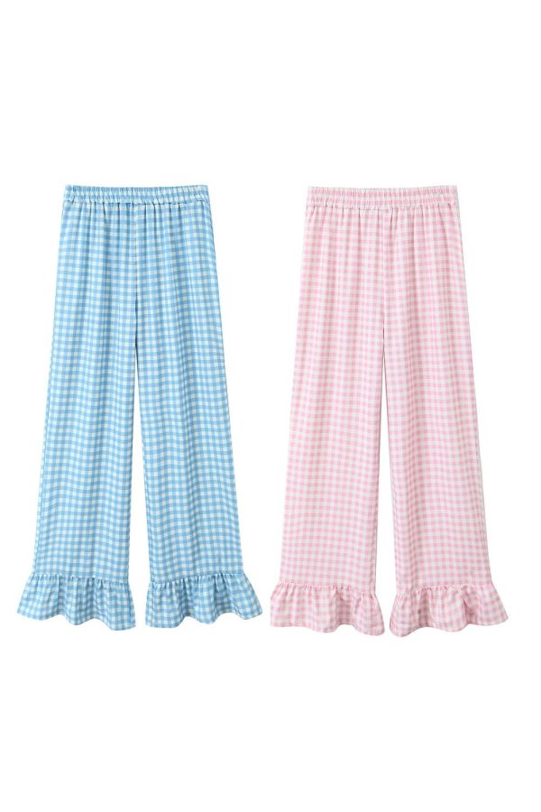 Ava  Plaid Versatile Flared Pants (2 Colors) For Sale