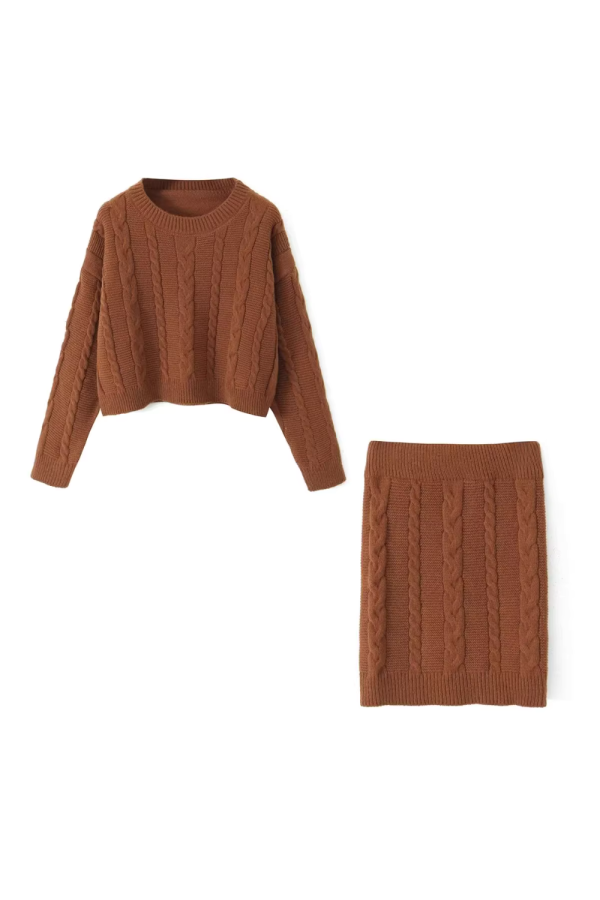 Honora  Cable-Knit Sweater & Skirt Set (2 Colors) Online