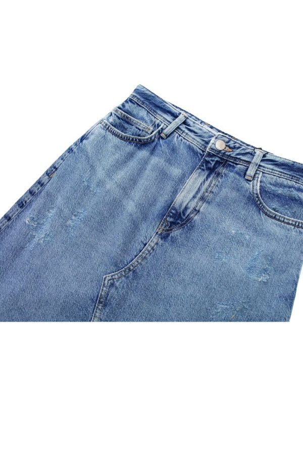 Hazel  Straight High-waisted Denim Skirt with Side Slit Fashion - Image 5