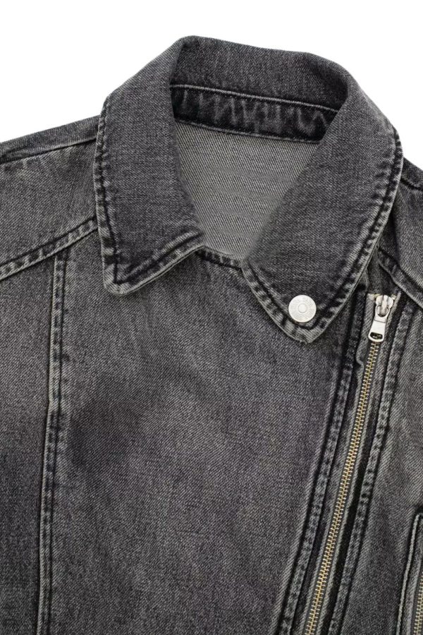 ‘Isabelle’ Motorcycle-Style Denim Jacket on Sale - Image 3