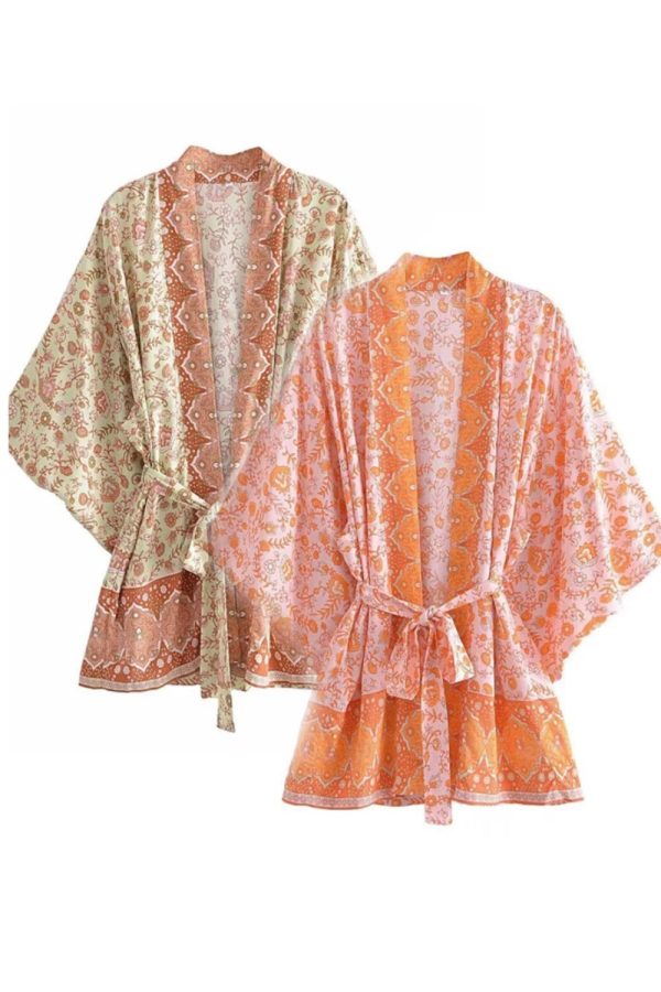 Isabelle  Lace-up Kimono Dress (2 colors) on Sale