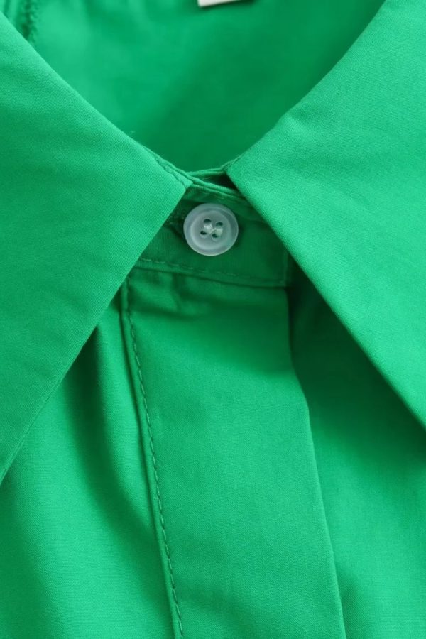 Olivia  Turn-down Collar Solid Color Short Sleeve Dress(2 colors) Sale - Image 5