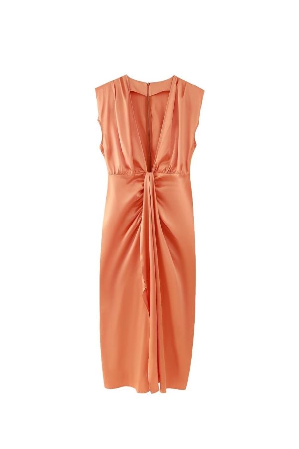 Freya   Fitted Pleated Satin Sleeveless Dress (3 Colors) Sale - Image 2