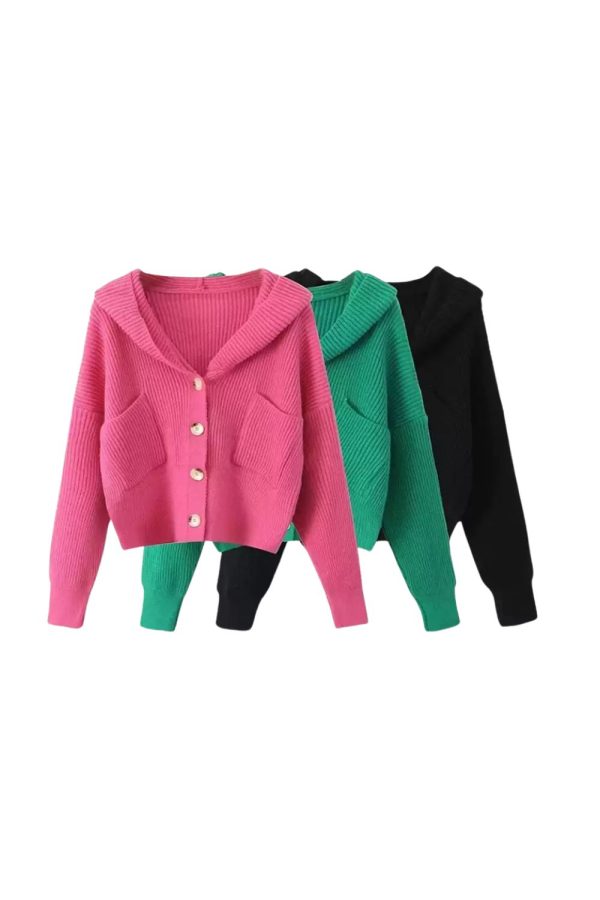 Charlotte  Button-Down Hooded Cardigan( 3 Color) Online Sale