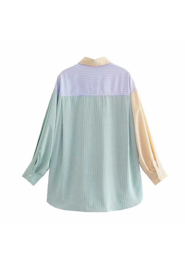 ‘Florence’ Patchwork StripedLoose Shirt & Casual Shorts Set (Sold Separately) Cheap - Image 3