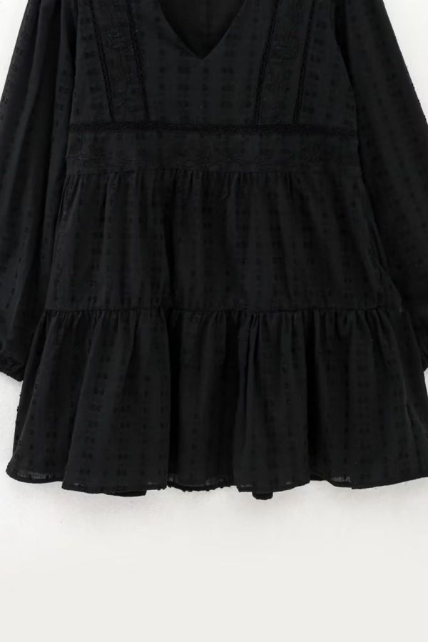 Violet  Cut-out Embroidered V-neck Mini Dress For Discount - Image 5