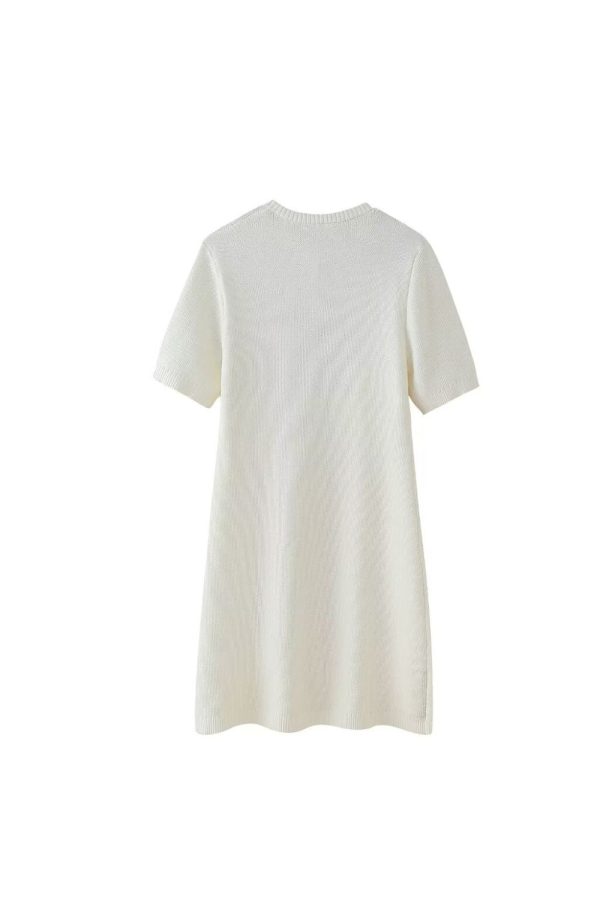 ‘Claire’ Fitted Minimalist Solid Knit Dress Discount - Image 2