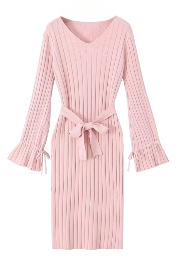 Claudia  Rib-Knit Long Sleeve Dress (3 Colors) Online Sale