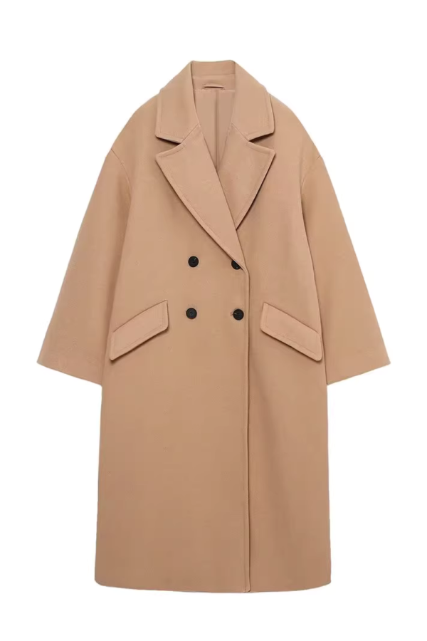 Nina  Double-Breasted Collared Long Coat (4 Colors) Online - Image 3