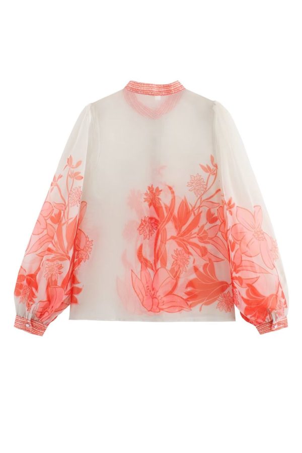 ‘Poppy’ Simple Floral Print Sheer Long Sleeve Blouse Online now - Image 2