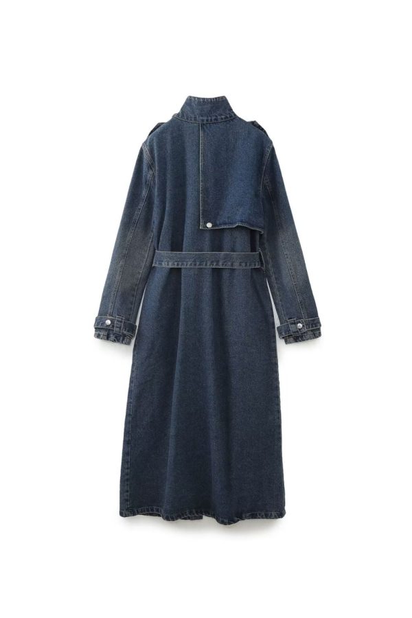 Kylie  Tie-Waist Denim Trench Coat Cheap - Image 2