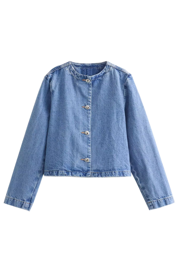 Winslow  Round Neck Button-Up Denim Jacket Fashion
