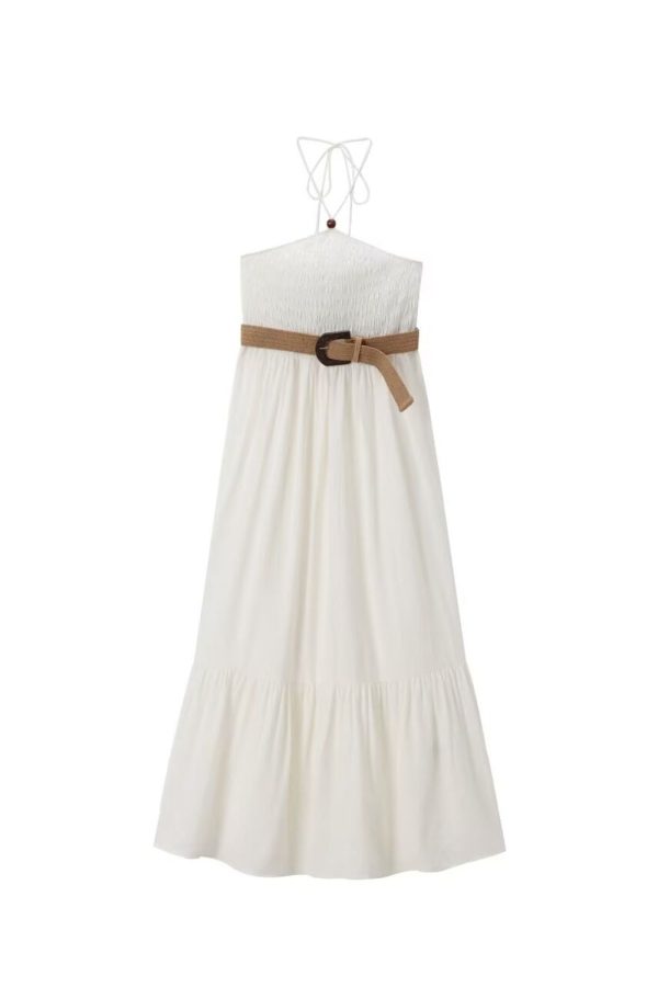 ‘Millie’ Stretchy Cami Strap Midi Dress With Belt Online Sale