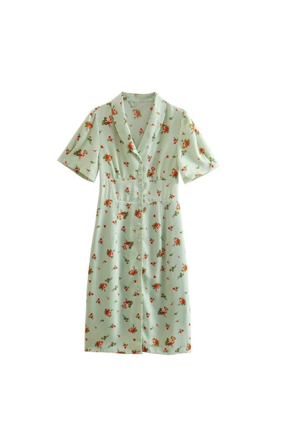 Aria  Floral Print Blazer Collar Short Sleeve Sheath Dress Online - Image 2