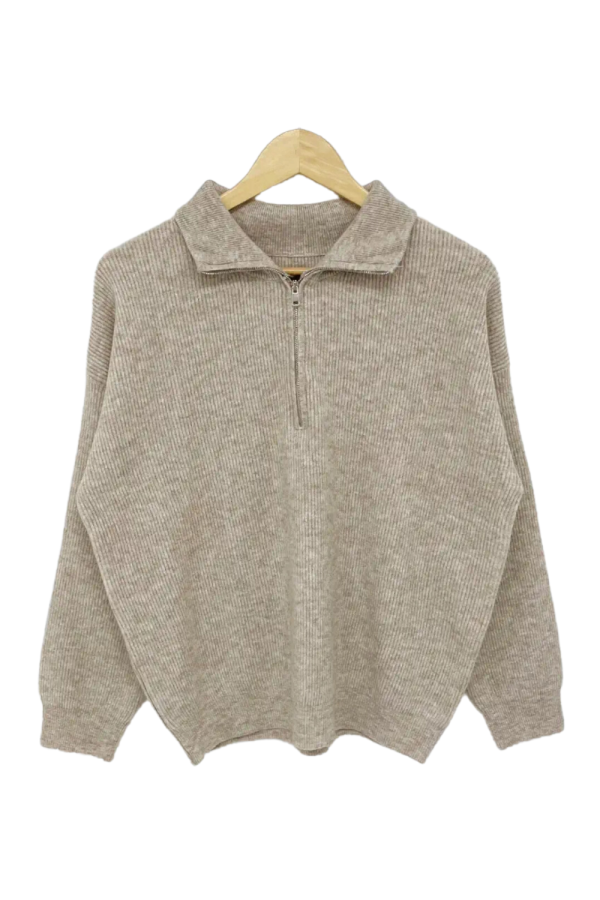 Yvonne  Half-Zip Collared Knitted Sweater (3 Colors) Discount - Image 3
