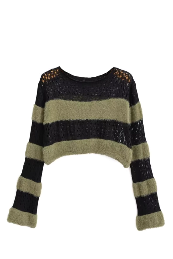 Kimberly  Stripe Cropped Knitted Sweater on Sale