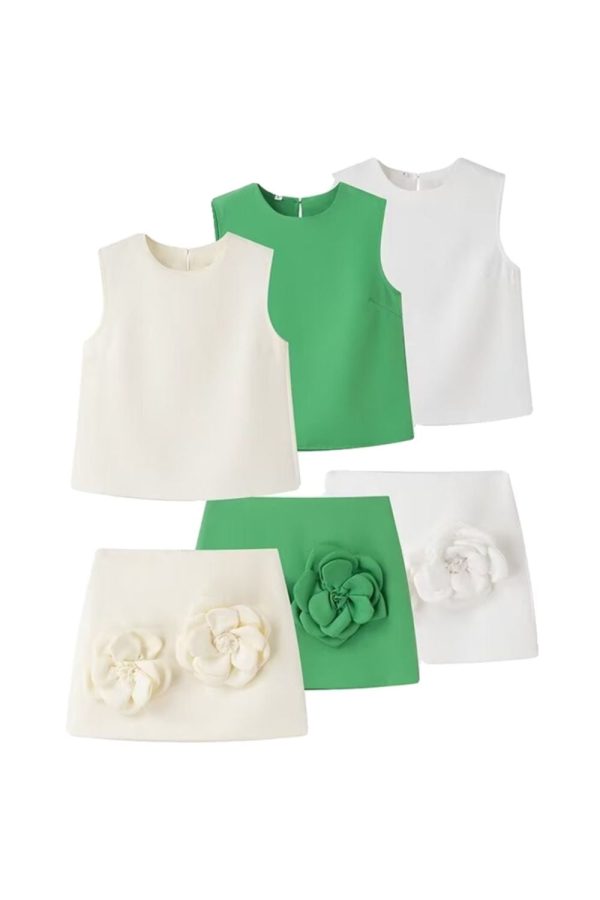 ‘Ruby’ Sleeveless Vest Top & Skirt Set Supply