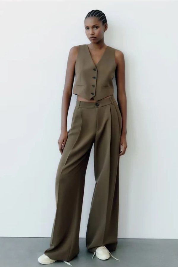 Isabelle  V-Neck Sleeveless Short Vest Top &  Pants (Sold Separately) Supply - Image 3