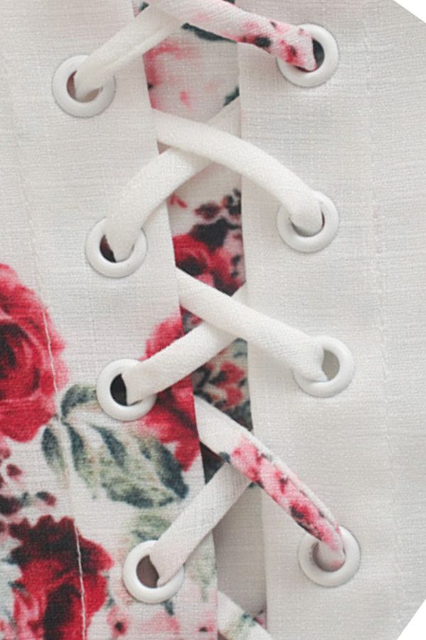 Amelia   Ruffled Edge Printed V-Neck Mid-Length Waist-Cinching Slim Fit Floral Dress Online now - Image 4