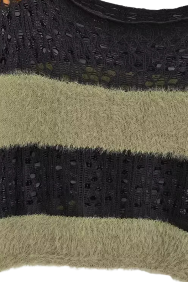 Kimberly  Stripe Cropped Knitted Sweater on Sale - Image 3