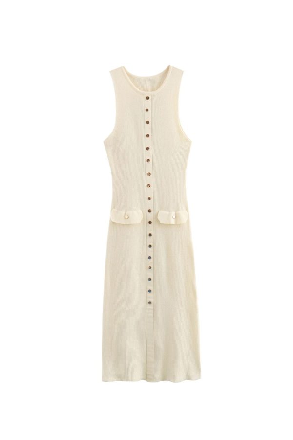 ‘Evie’ Slim Fit Buttoned Knit Sweater Dress Online now
