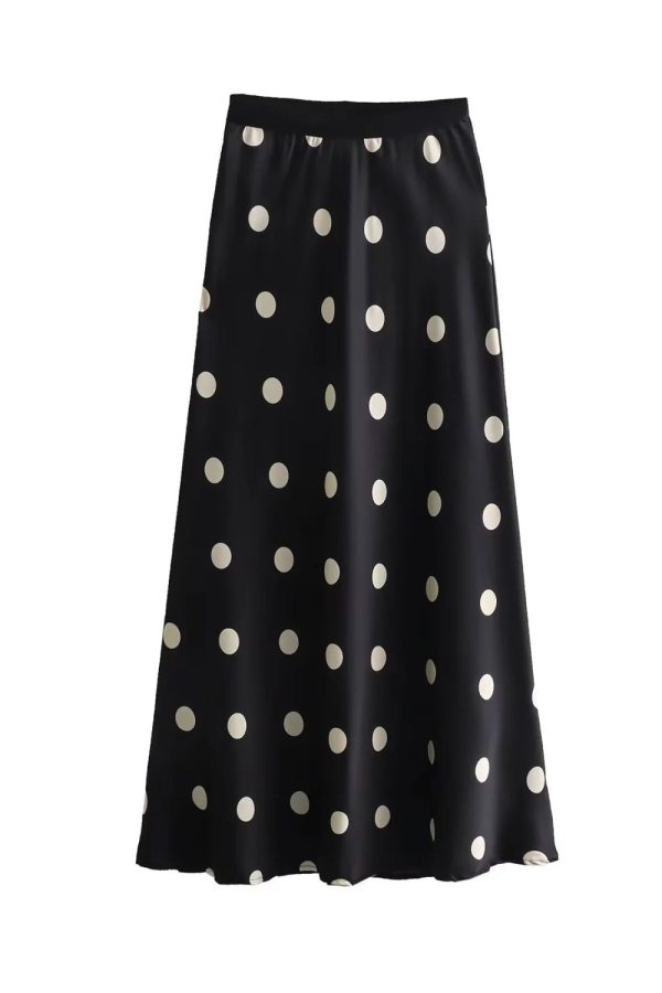 Emily   Elastic Waist Polka Dot Long Skirt  Bottom Dress For Cheap - Image 4