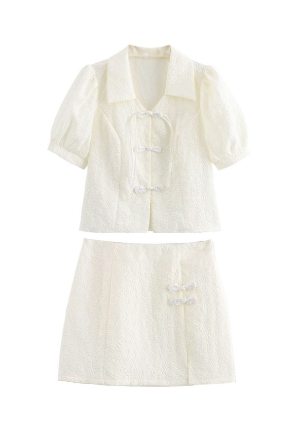 Freya    Bubble Sleeve Short Skirt Set Top & Bottom Hot on Sale