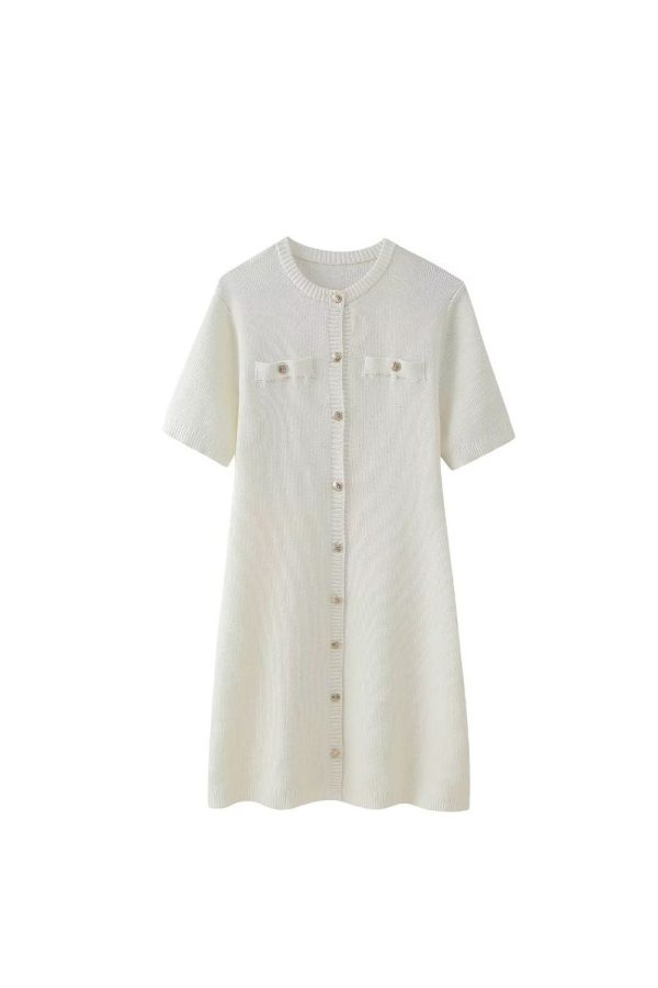 ‘Claire’ Fitted Minimalist Solid Knit Dress Discount