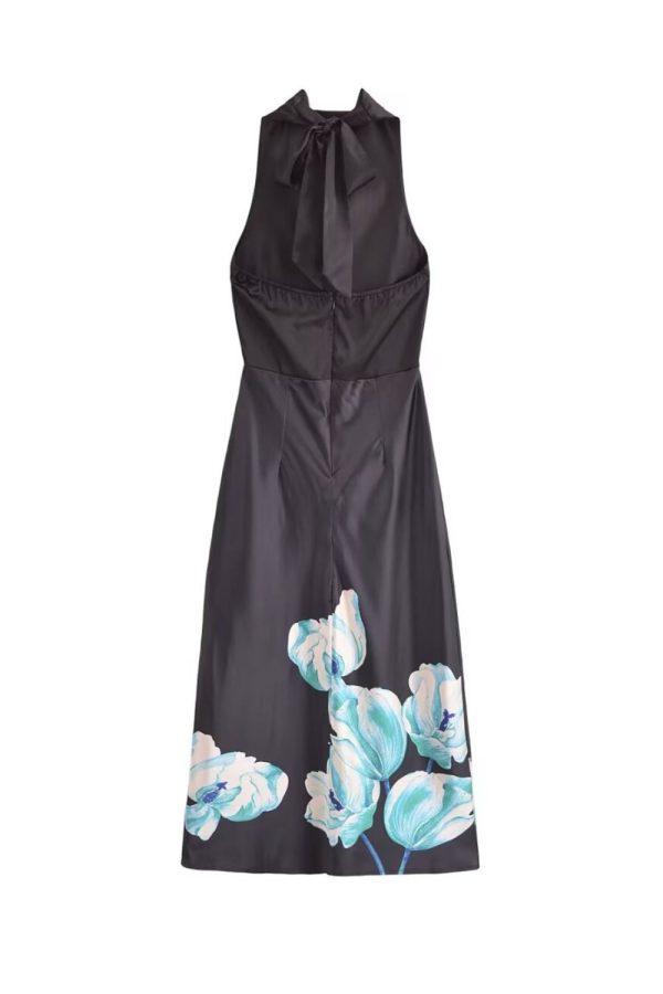 ‘Charlotte’ Simple Black Floral Sleeveless Maxi Dress Online Hot Sale - Image 2