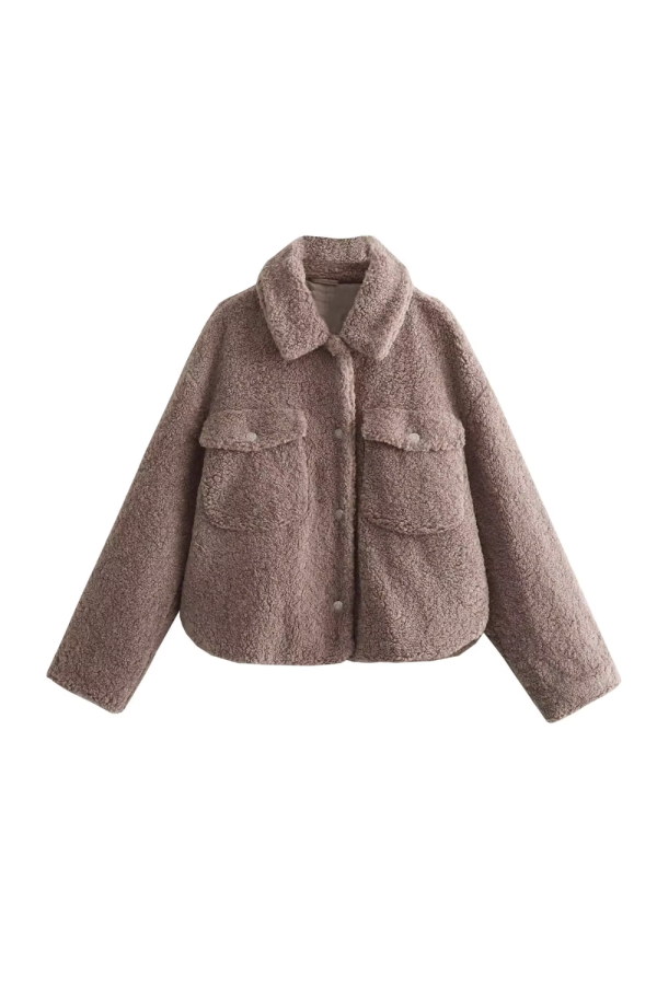 Shae  Collared Button-Up Fleeced Jacket For Discount
