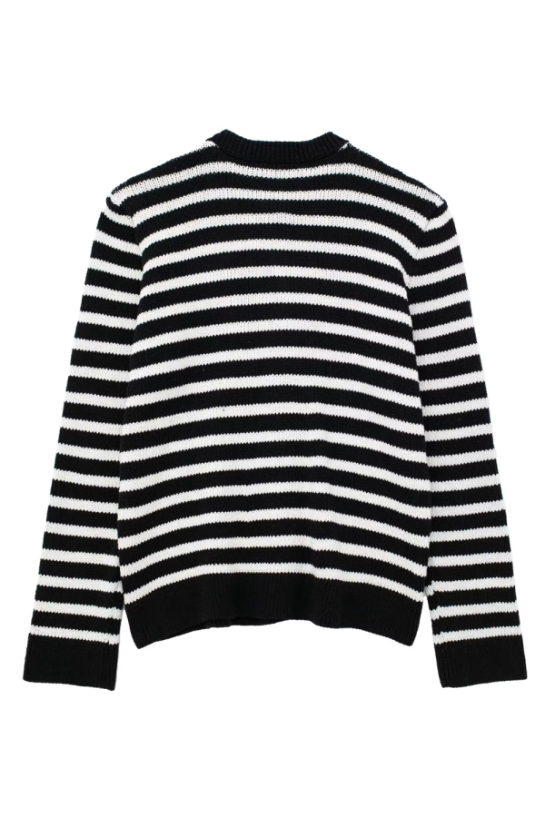 Irene  Striped Crew-Neck Knitted Cardigan Hot on Sale - Image 2